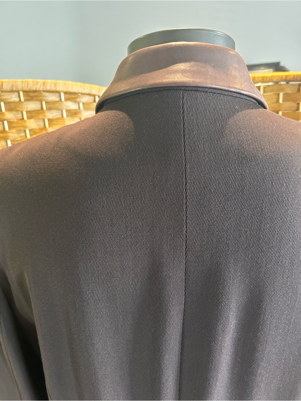 Vintage Lauren Ralph Lauren Wool Long Blazer Brown Leather Collar Equestrian 12 - Picture 9 of 13
